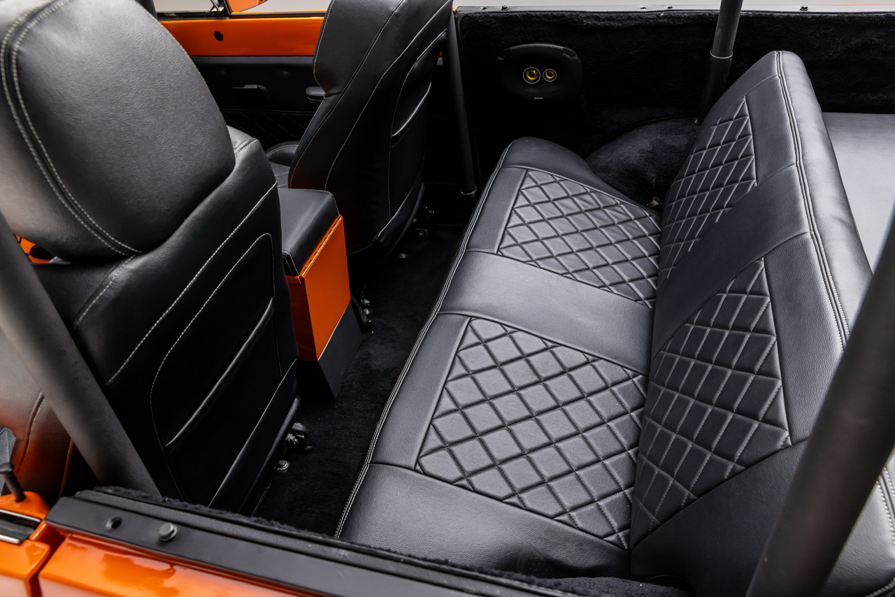 interior view of an international scout showing black leather seats scout club ca